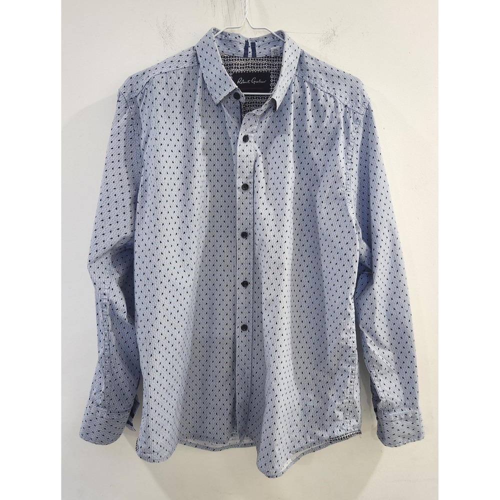Robert Graham Modern Americana Mens XL Tailored Fit Blue Paisley Button Down